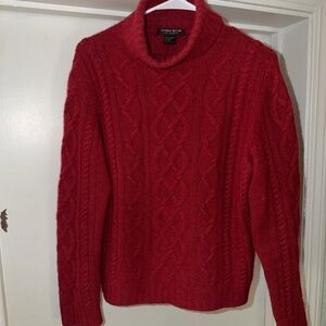 Elegant Red Cashmere Turtleneck Sweater M